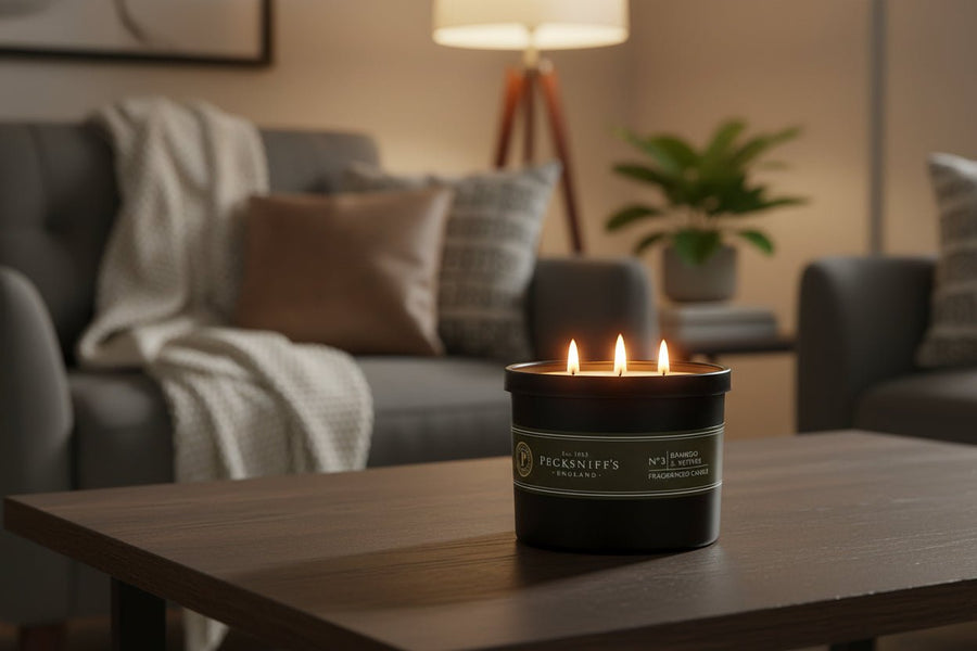 Pecksniff's Bamboo & Vetiver Fragranced Candle No.3 - 3 Wick (515g) - liquidation.store