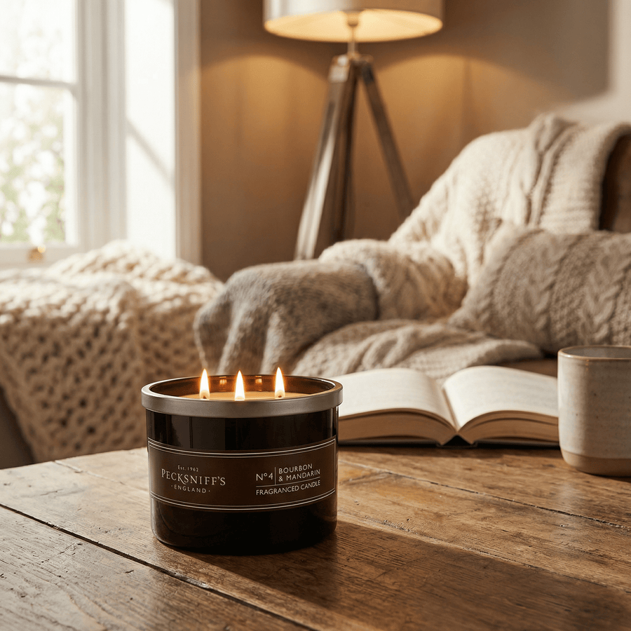 Pecksniff's Bourbon & Mandarin Candle Tall 515g - 3 wick - liquidation.store