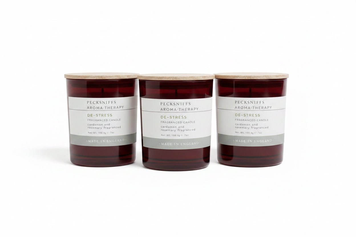 Pecksniffs Cardamom Rosemary De-Stress Aromatherapy Candle 198g x3 - liquidation.store