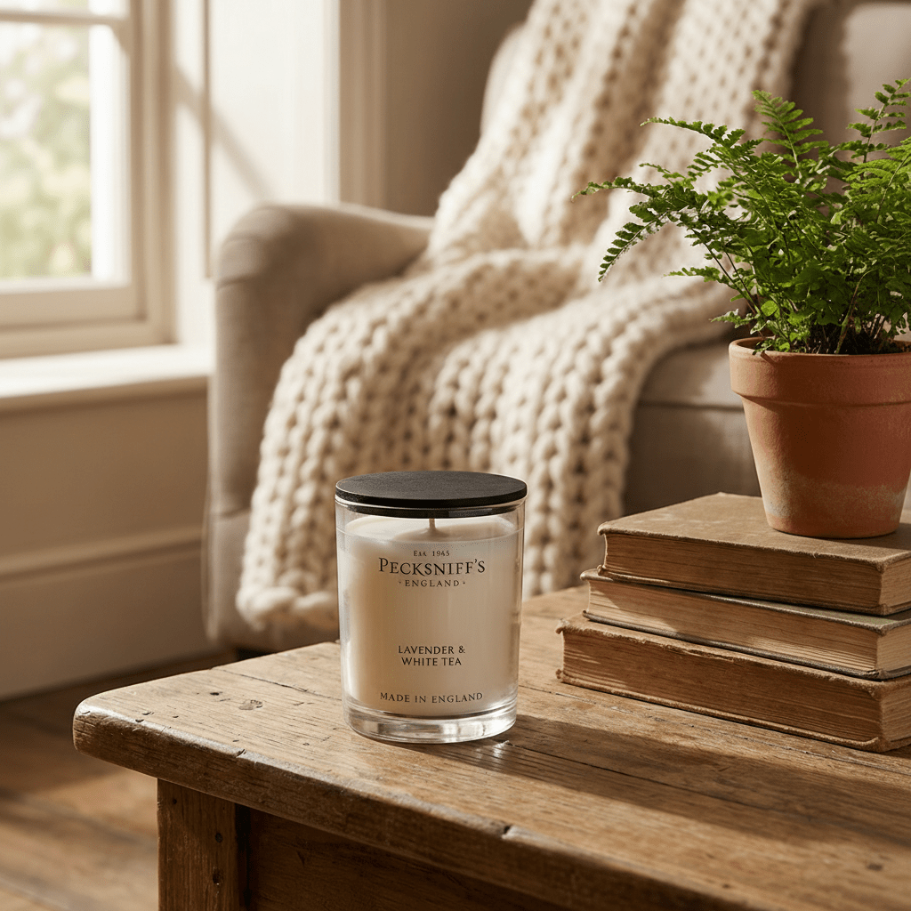 Pecksniff's Classic Lavender & White Tea Mini 1W Candle - liquidation.store