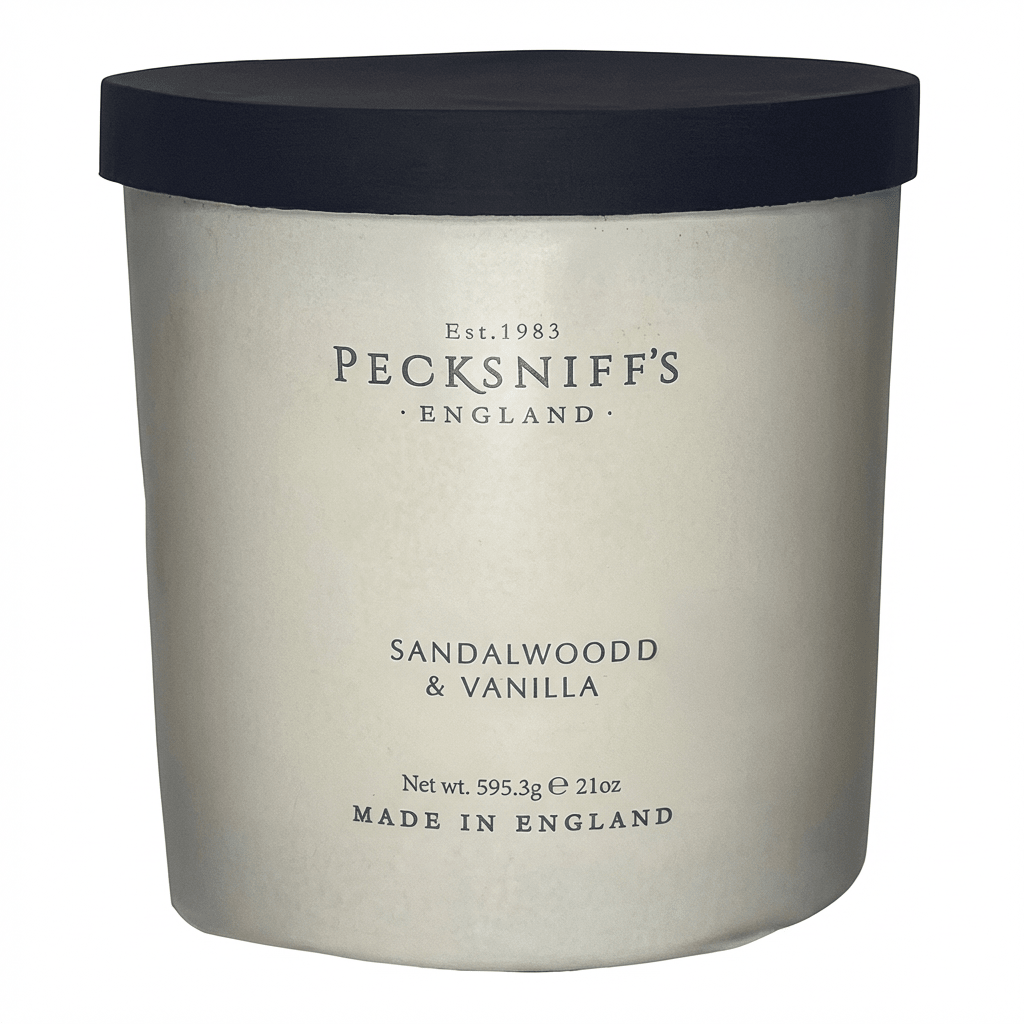 Pecksniff's Classic Sandalwood & Vanilla Tall Candle 3wick - liquidation.store