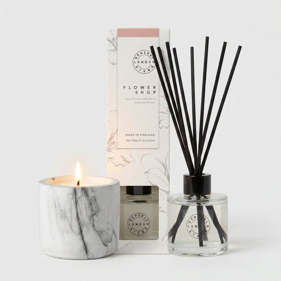 Pecksniff’s Flower Shop Candle & Floral Diffuser Set – Home Fragrance Duo - liquidation.store