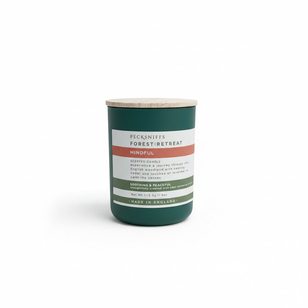 Pecksniffs Forest Retreat Mindful Scented Candle with Wooden Lid 100g - liquidation.store