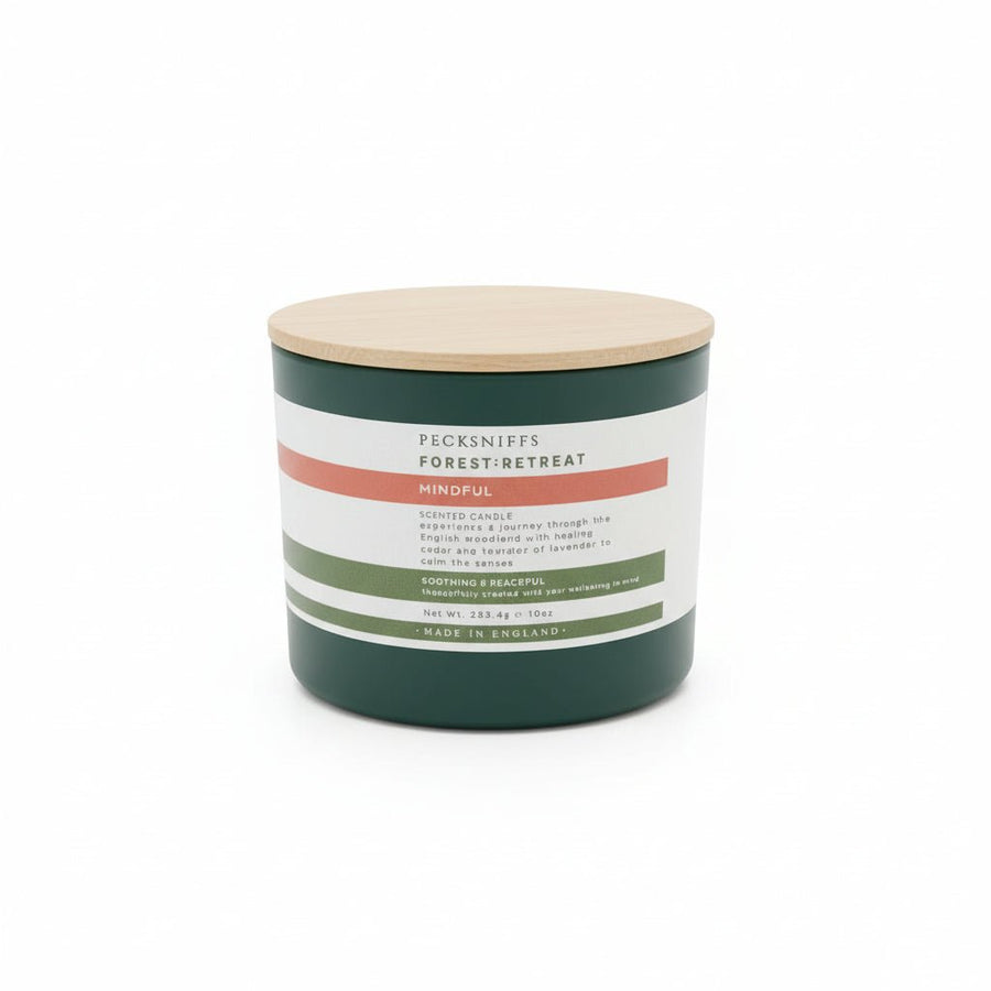 Pecksniffs Forest Retreat Mindful Scented Candle with Wooden Lid 283g - liquidation.store