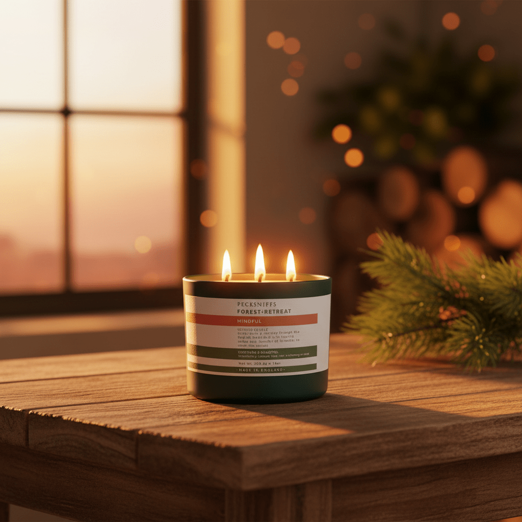 Pecksniffs Forest Retreat Mindful Scented Candle with Wooden Lid 283g - liquidation.store