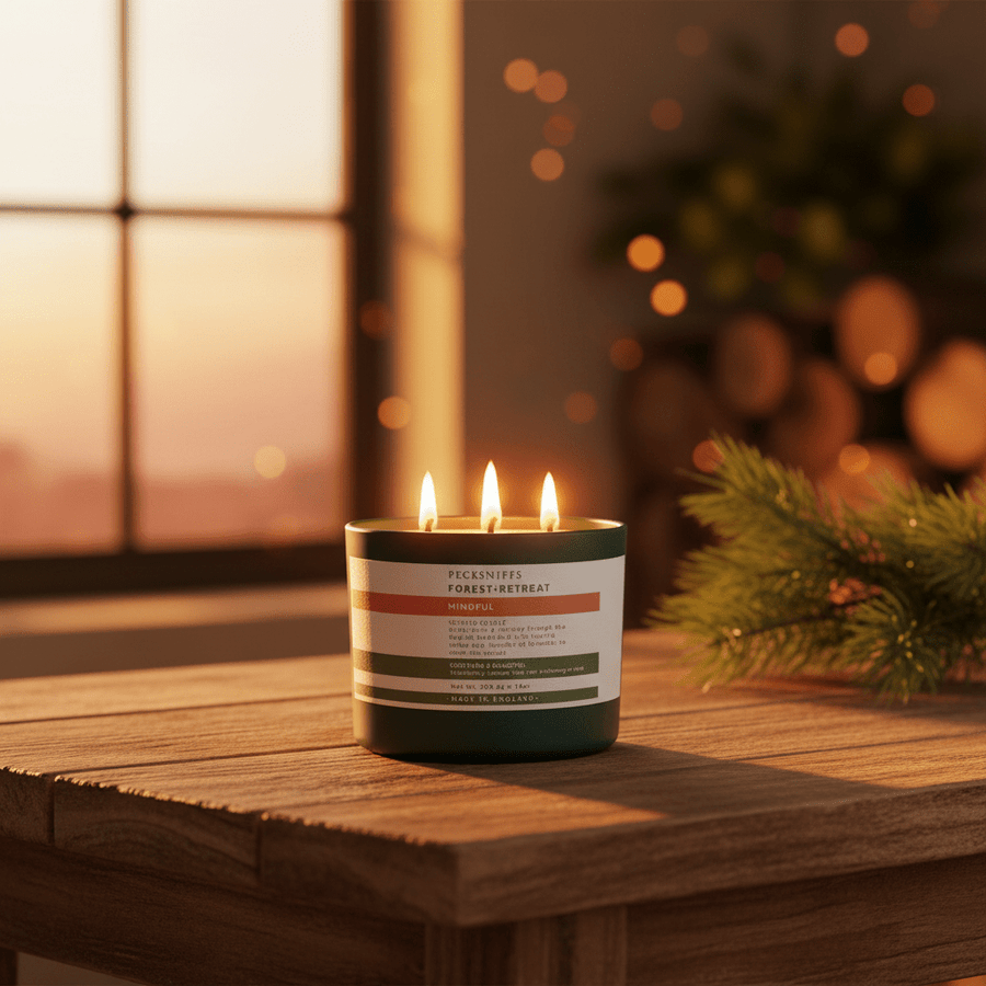 Pecksniffs Forest Retreat Mindful Scented Candle with Wooden Lid 283g - liquidation.store