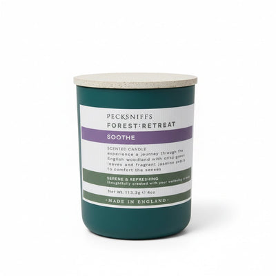 Pecksniffs Forest Retreat Soothe Scented Candle with Wooden Lid 100g - liquidation.store
