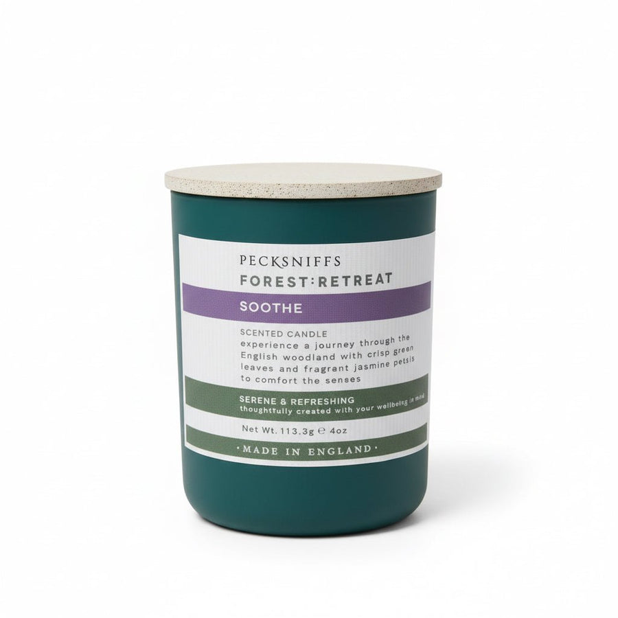 Pecksniffs Forest Retreat Soothe Scented Candle with Wooden Lid 100g - liquidation.store