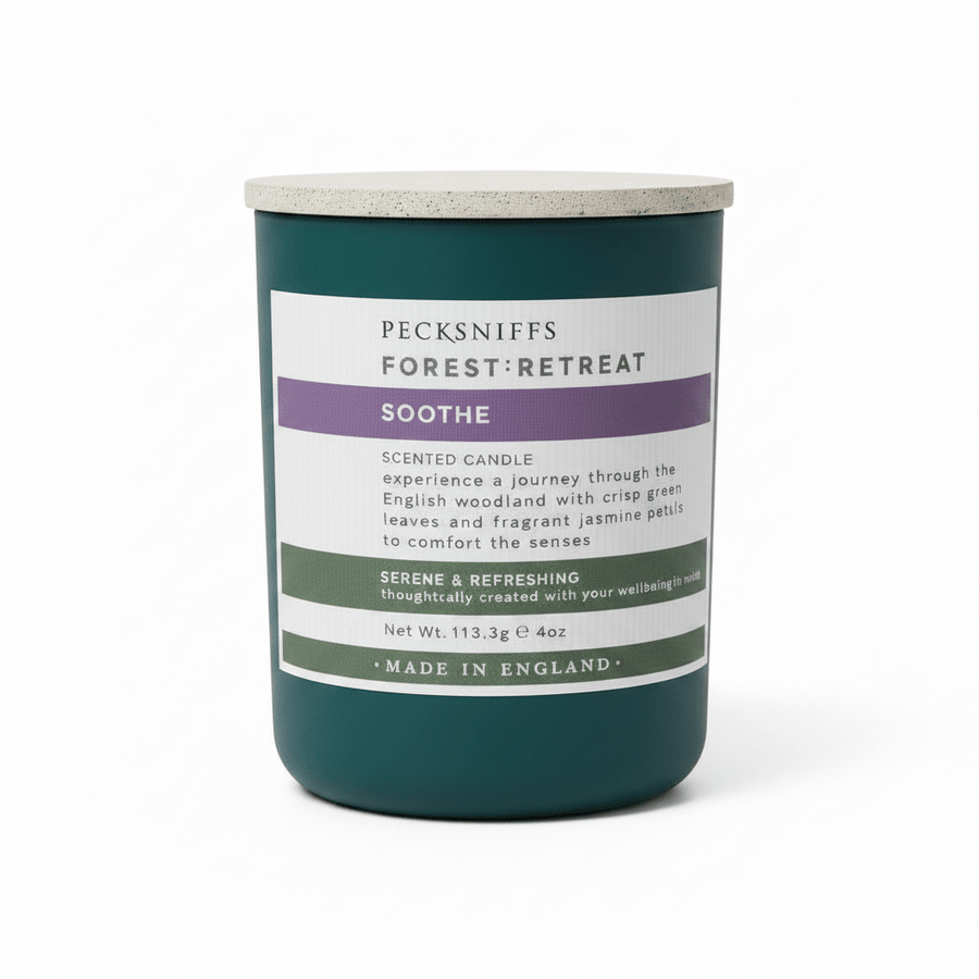 Pecksniffs Forest Retreat Soothe Scented Candle with Wooden Lid 113g - liquidation.store