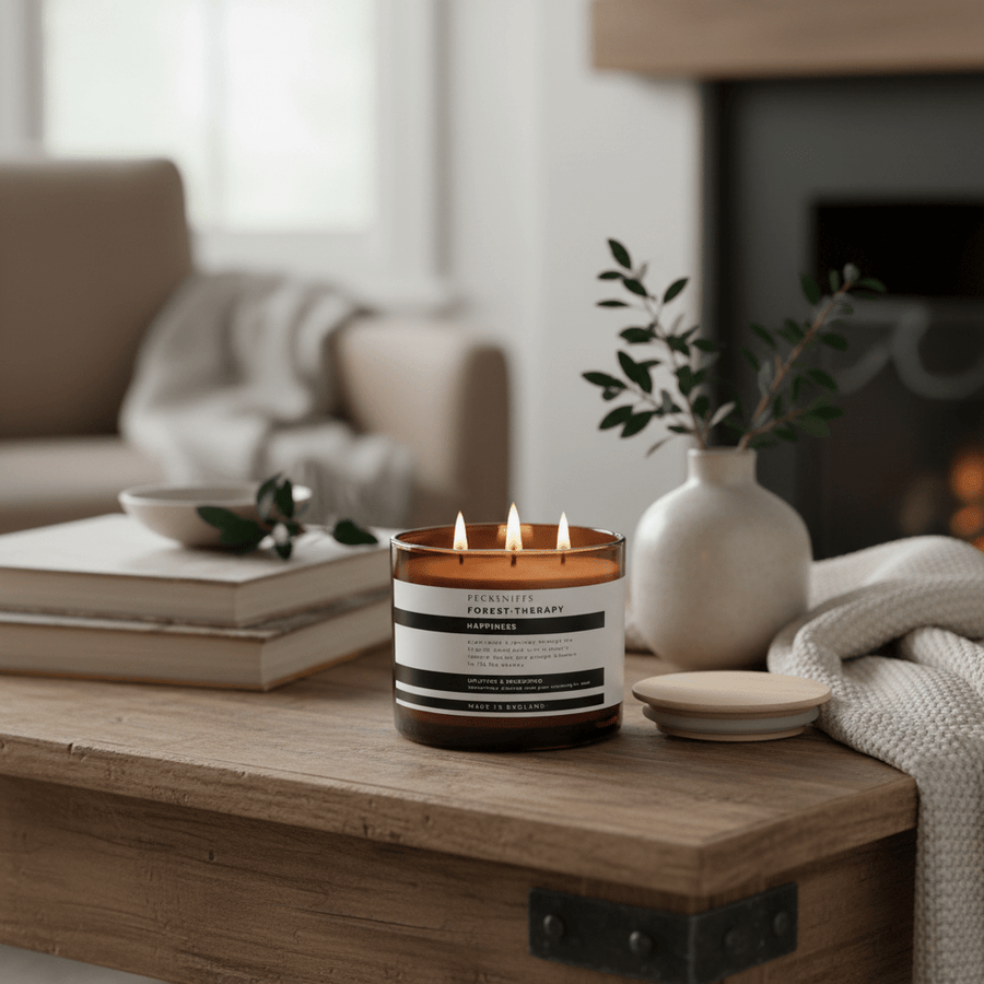 Pecksniffs Forest Therapy Happiness Aromatic Candle With Wooden Lid 283g - liquidation.store