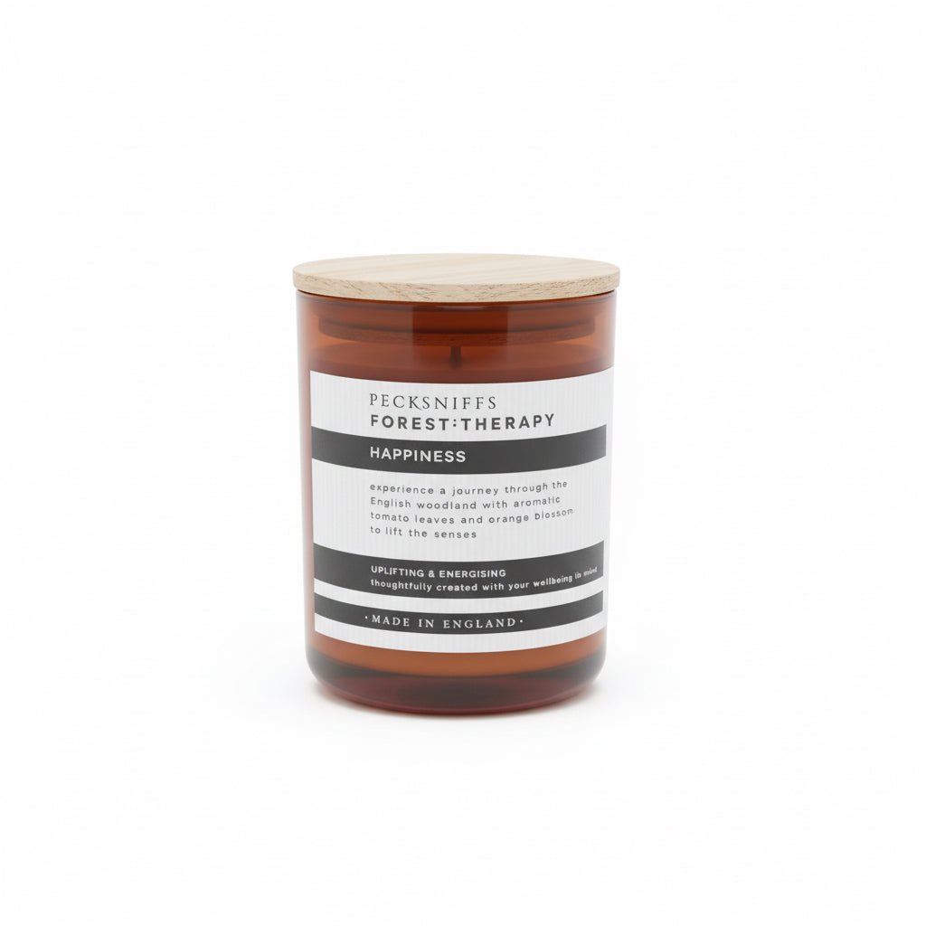 Pecksniffs Forest Therapy Happiness Scented Candle with Wood Lid 100g - liquidation.store