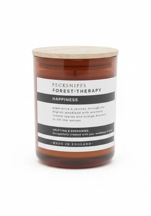 Pecksniffs Forest Therapy Happiness Scented Candle with Wood Lid 100g - liquidation.store