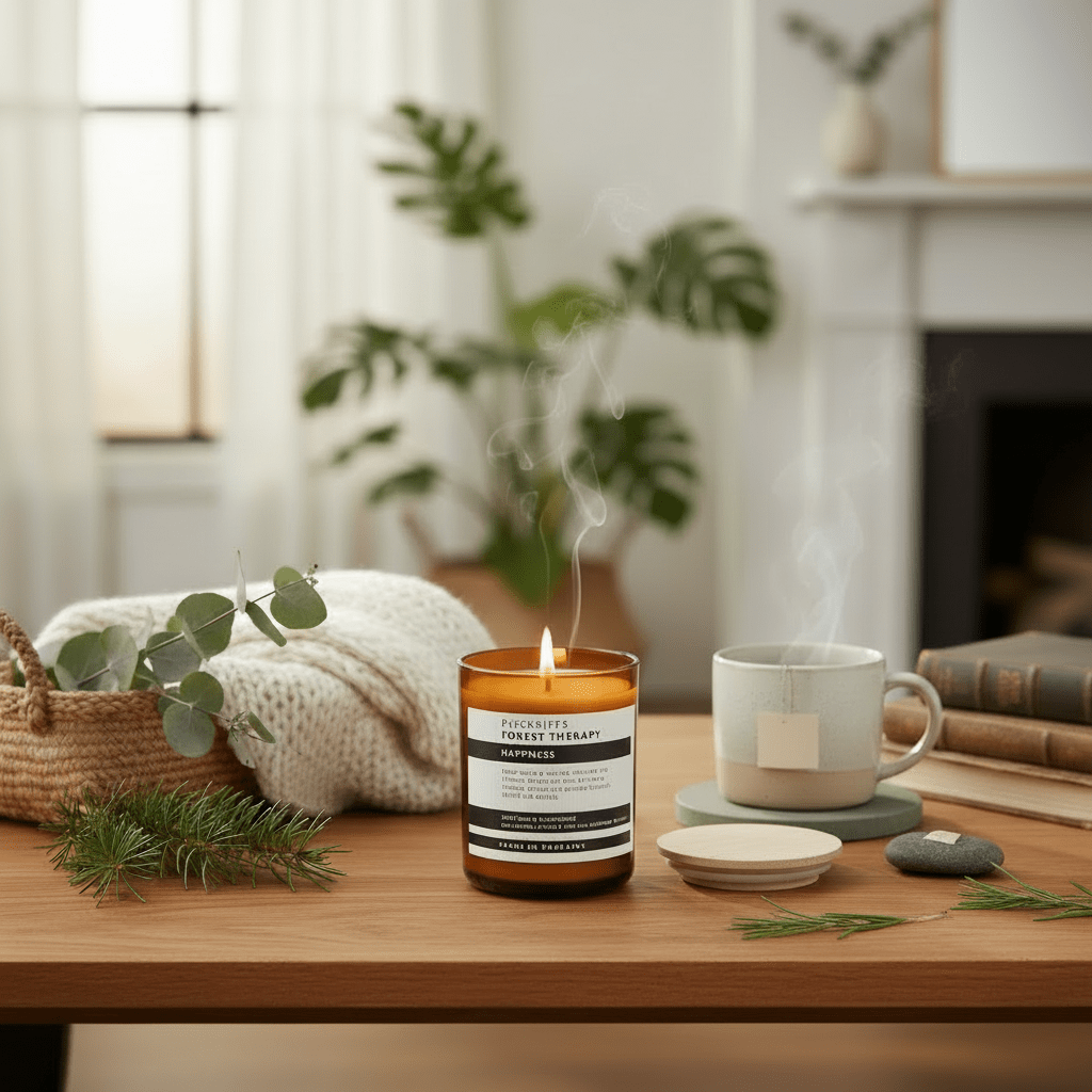 Pecksniffs Forest Therapy Happiness Scented Candle with Wood Lid 100g - liquidation.store