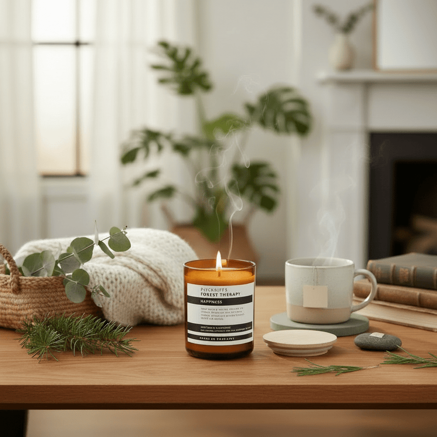 Pecksniffs Forest Therapy Happiness Scented Candle with Wood Lid 100g - liquidation.store