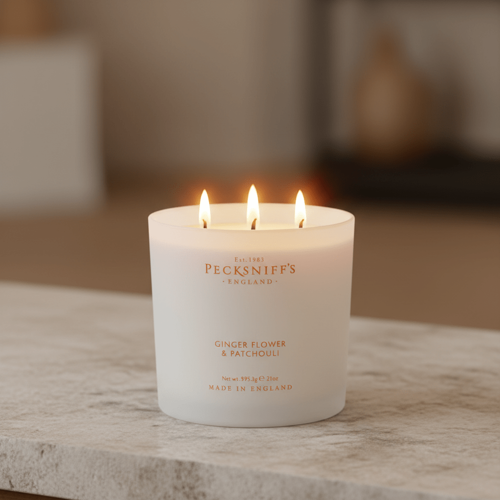 Pecksniff's Ginger Flower & Patchouli Scented Candle 3 wick 595g - liquidation.store