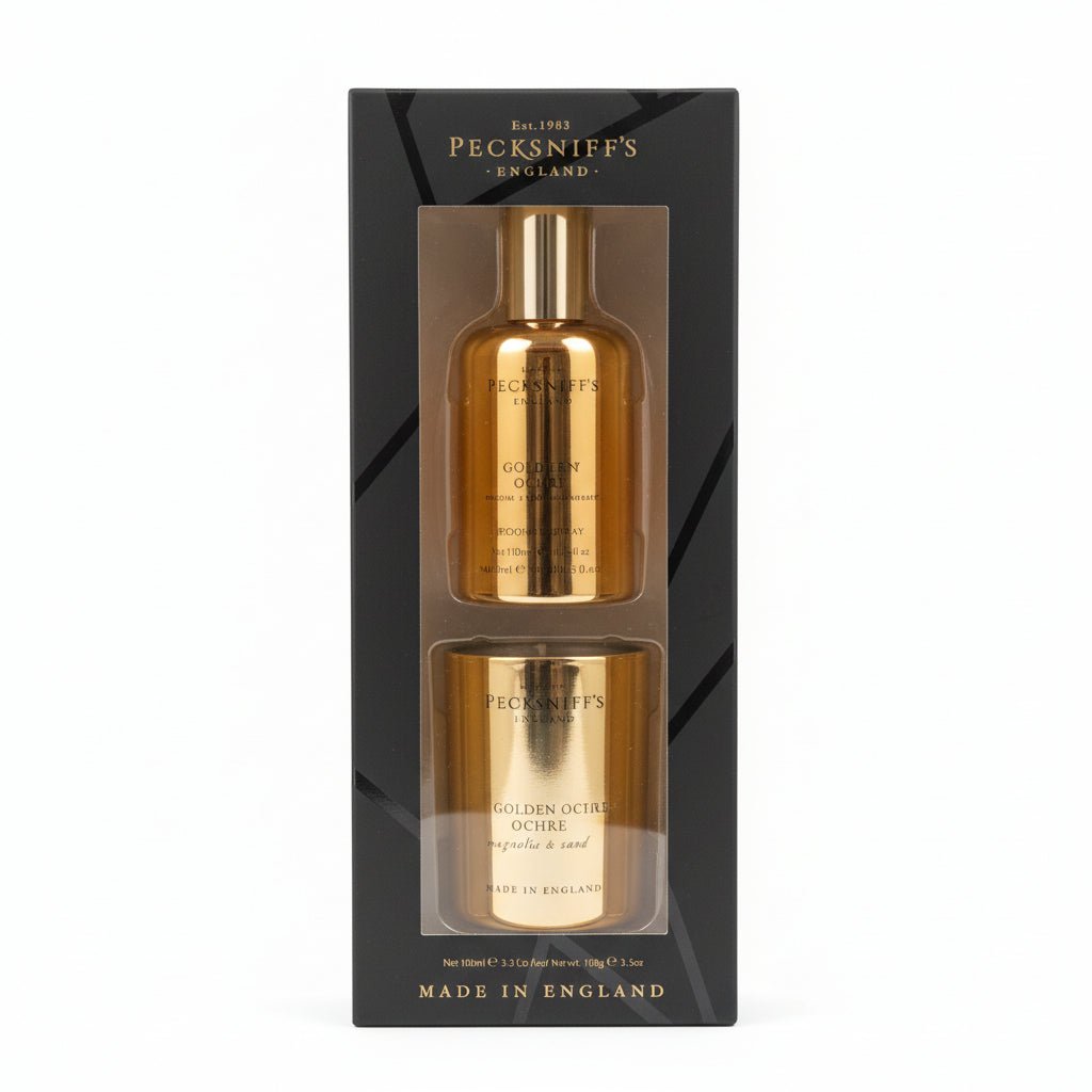 Pecksniff's Golden Ochre Room Spray And Candle Set - liquidation.store