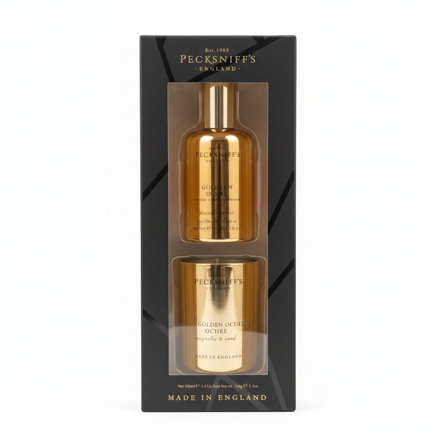 Pecksniff's Golden Ochre Room Spray And Candle Set - liquidation.store