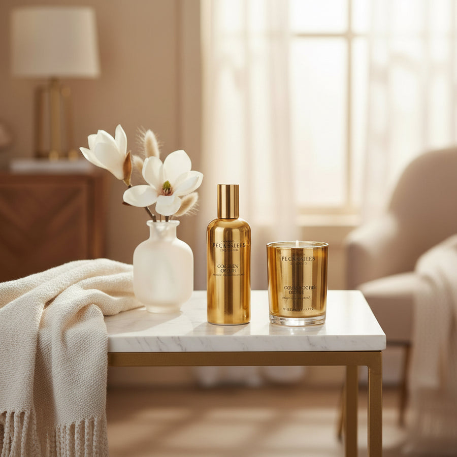 Pecksniff's Golden Ochre Room Spray And Candle Set - liquidation.store