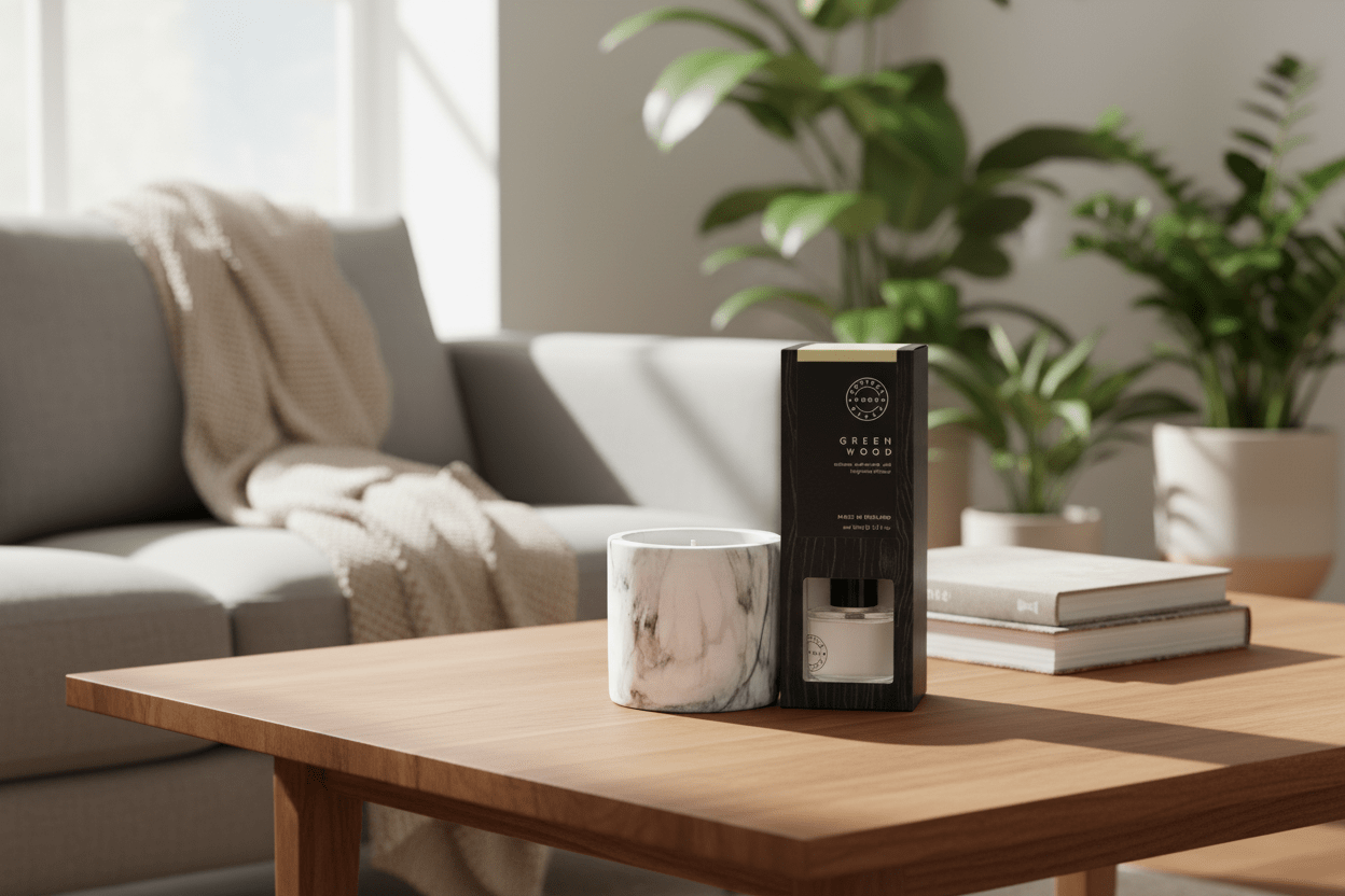 Pecksniff’s Green Wood Luxury Home Duo: Candle & Diffuser - liquidation.store