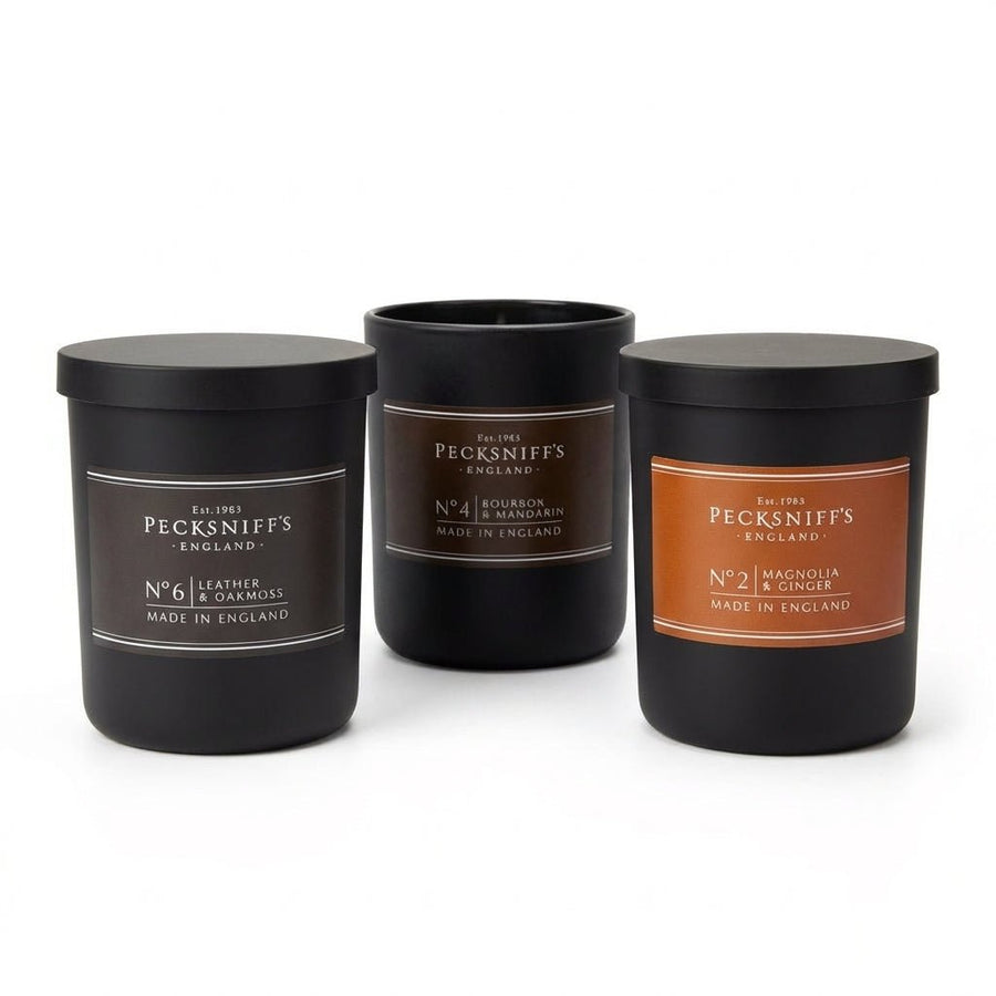 Pecksniff’s Home Scent Trio – Bourbon, Leather & Magnolia - 100g X 3 - liquidation.store