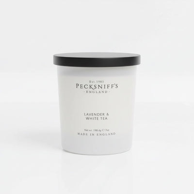 Pecksniff's Lavender & White Tea Scented Candle 198g - liquidation.store