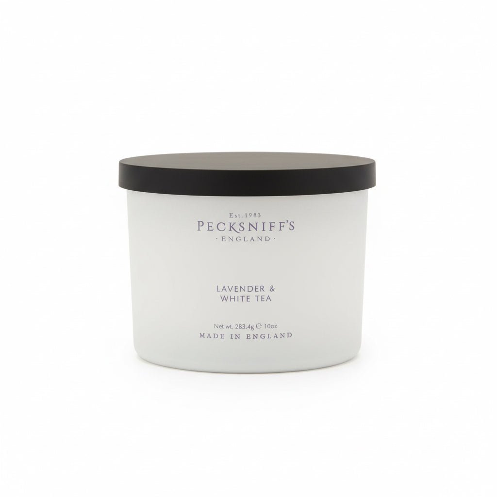 Pecksniff's Lavender & White Tea Scented Candle - 283g - liquidation.store