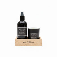 Pecksniff's Leather & Oakmoss Room Spray and Candle Set - liquidation.store