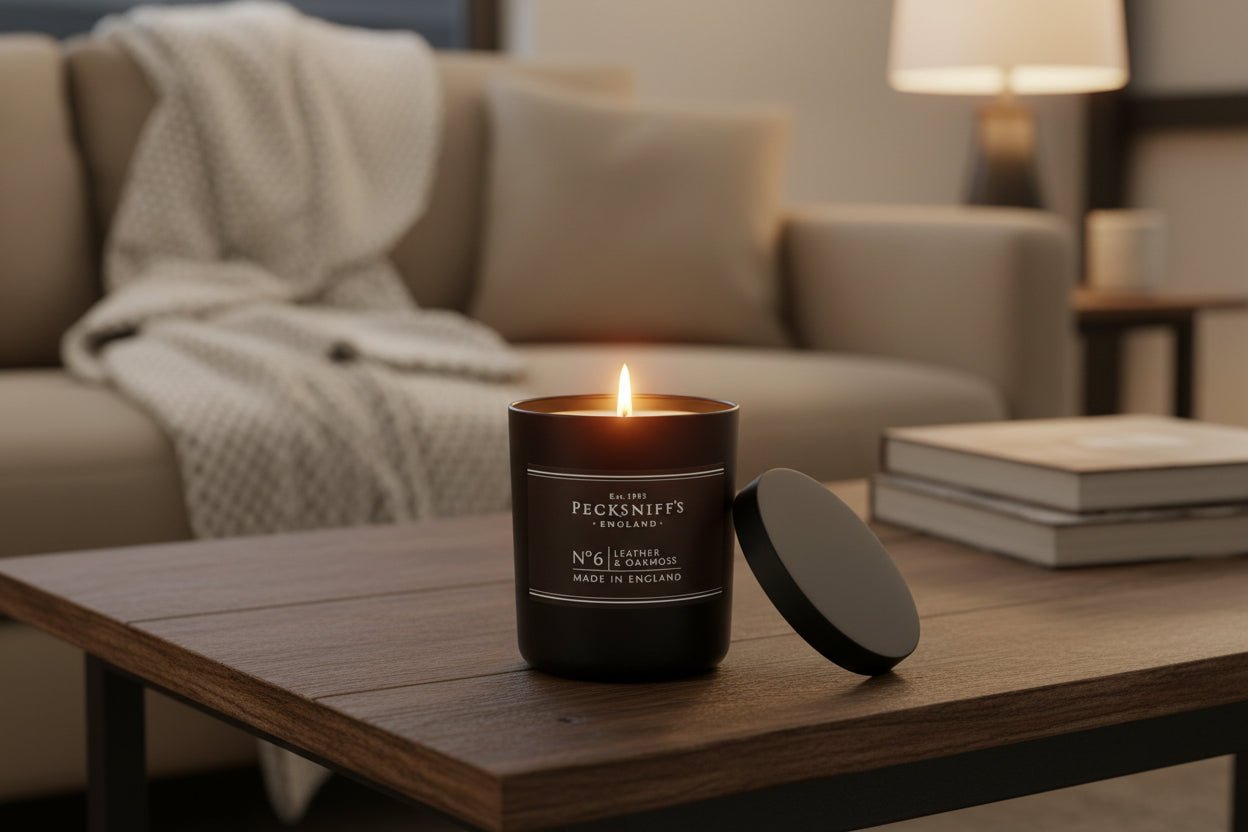 Pecksniff's Leather & Oakmoss Scented Candle 100g - liquidation.store