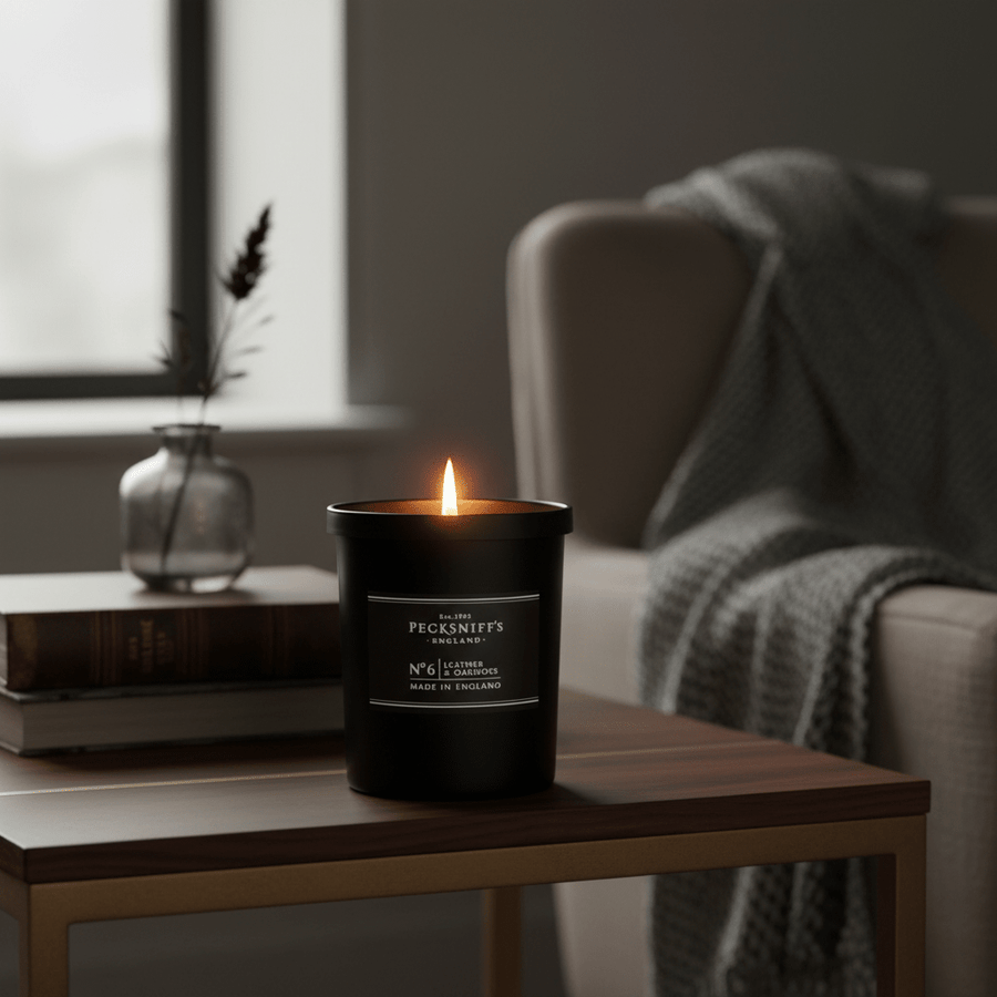 Pecksniff's Leather & Oakmoss Scented Candle No.6 184g - liquidation.store