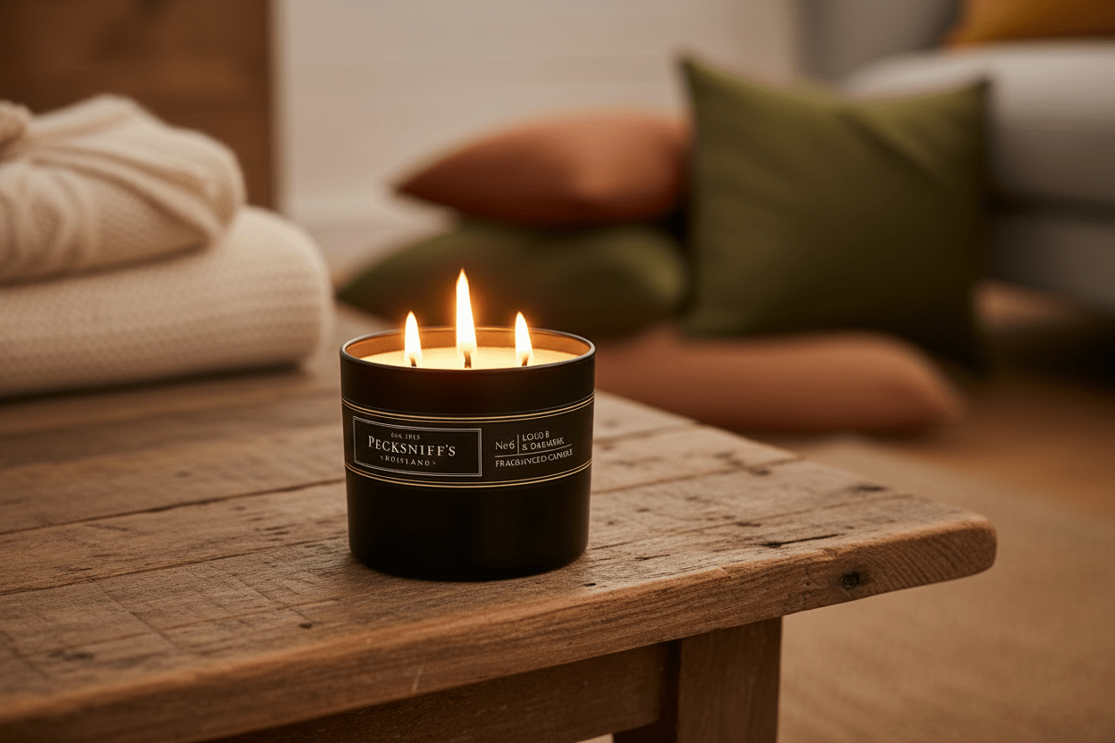 Pecksniffs Mandle Leather & Oakmoss Candle (3 Wick) 283g - liquidation.store