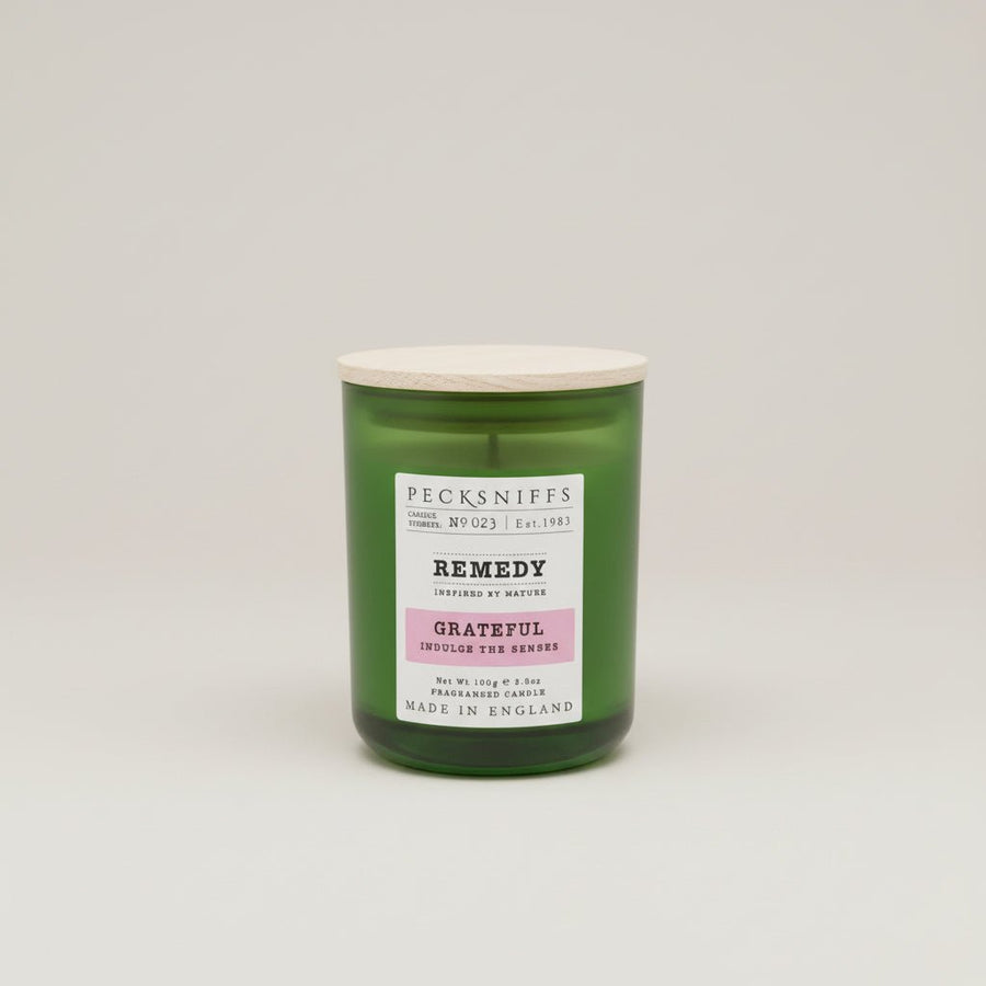 Pecksniffs Natural Wax Candle with Wooden Lid - Grateful Scent 100g - liquidation.store