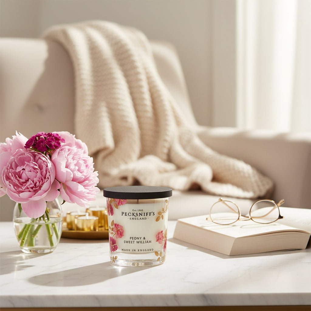 Pecksniff's Peony & Sweet William Scented Candle - 198g - liquidation.store