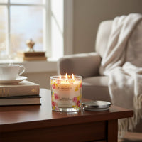 Pecksniff's Peony & Sweet William Scented Candle with Floral Design - 595g - liquidation.store