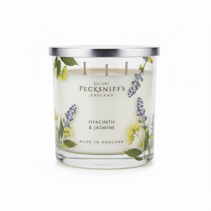 Pecksniff's Soy Wax Scented Candle Hyacinth & Jasmine 3 wick 550g - liquidation.store