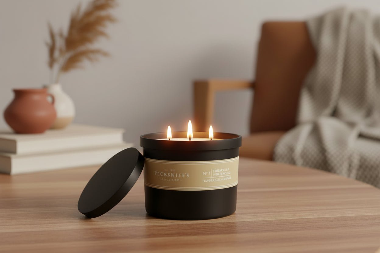 Pecksniff's Tobacco & Whitewood Fragranced Candle - 283g - liquidation.store