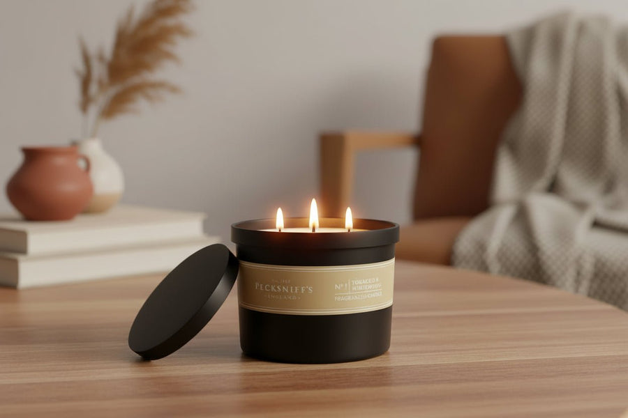 Pecksniff's Tobacco & Whitewood Fragranced Candle - 283g - liquidation.store