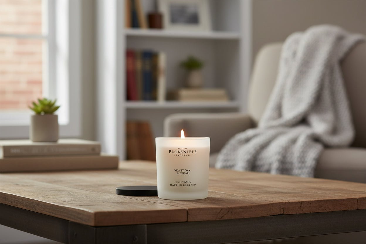 Pecksniff's Velvet Oak & Cedar Scented Candle 198g - liquidation.store