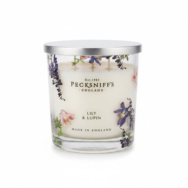 Pecksniffs Vintage Posies Lily & Lupin Candle - 3 Wick (550g) - liquidation.store