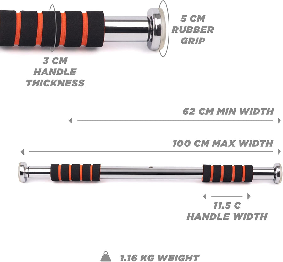 Phoenix Fitness Doorway Pull Up and Chin Up Bar 62 - 100cm - liquidation.store