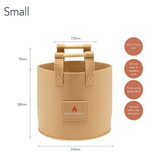 Pinewoodfuels Natural Felt Storage Basket with Ash Wood Handles - Beige (Various Sizes) - liquidation.store