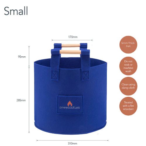 Pinewoodfuels Natural Felt Storage Basket with Ash Wood Handles - Blue (Set of 3) - liquidation.store