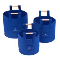 Thumbnail for Pinewoodfuels Natural Felt Storage Basket with Ash Wood Handles - Blue (Set of 3) - liquidation.store