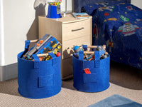 Thumbnail for Pinewoodfuels Natural Felt Storage Basket with Ash Wood Handles - Blue (Set of 3) - liquidation.store