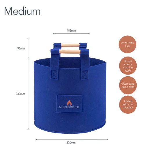 Pinewoodfuels Natural Felt Storage Basket with Ash Wood Handles - Blue (Set of 3) - liquidation.store