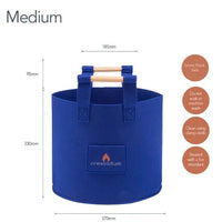 Thumbnail for Pinewoodfuels Natural Felt Storage Basket with Ash Wood Handles - Blue (Set of 3) - liquidation.store