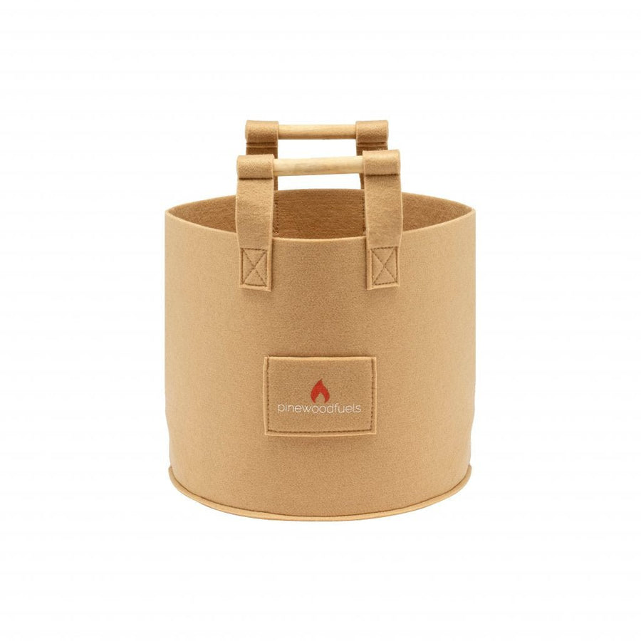 Pinewoodfuels Natural Felt Storage Baskets with Ash Wood Handles - Beige Camel (Set of 3) - liquidation.store