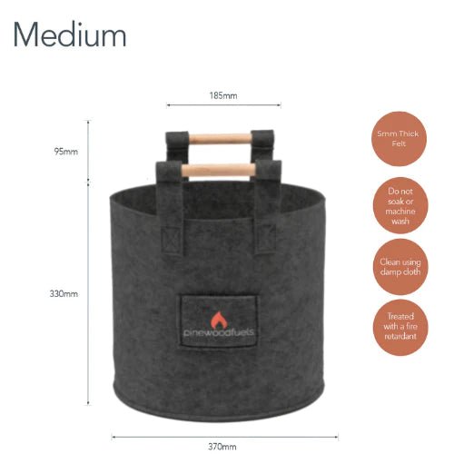 Pinewoodfuels Natural Felt Storage Baskets with Ash Wood Handles - Charcoal Grey (Set of 3) - liquidation.store