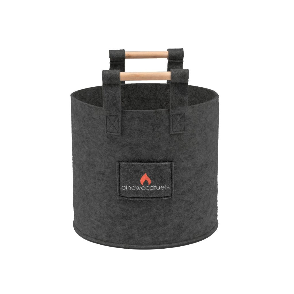 Pinewoodfuels Natural Felt Storage Baskets with Ash Wood Handles - Charcoal Grey (Set of 3) - liquidation.store
