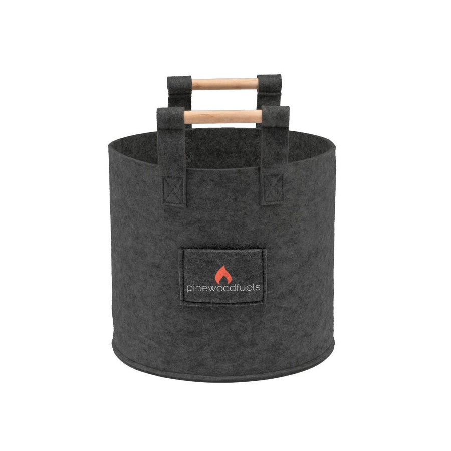 Pinewoodfuels Natural Felt Storage Baskets with Ash Wood Handles - Charcoal Grey (Set of 3) - liquidation.store