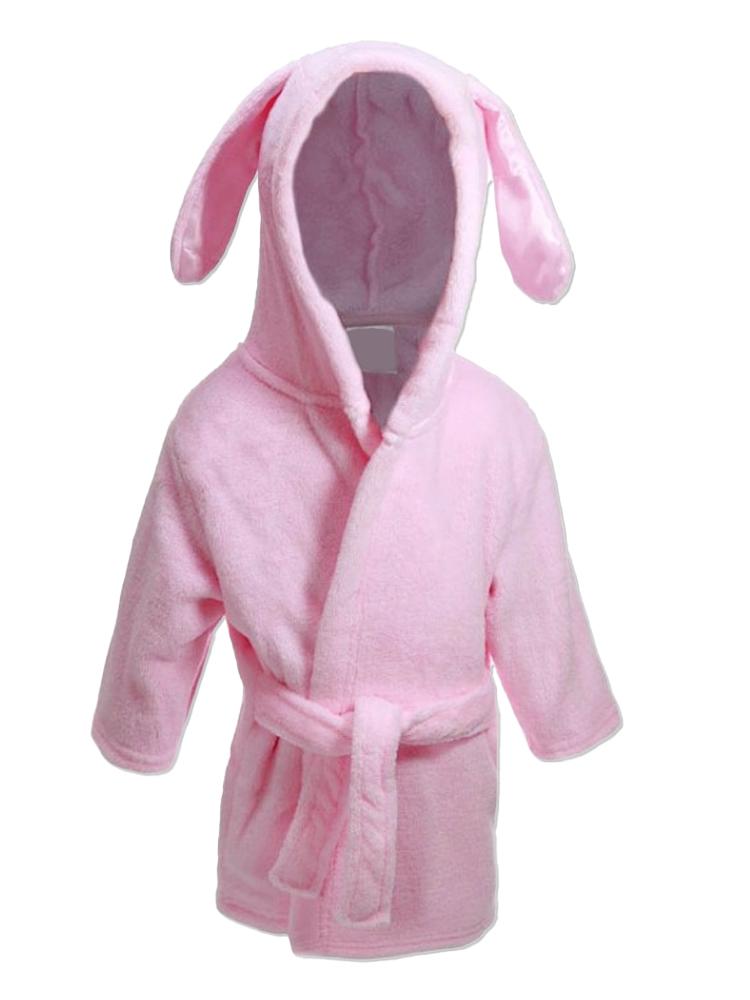 Pink Bunny Ears Children's Hooded Dressing Gown - 0 - 6M - liquidation.store